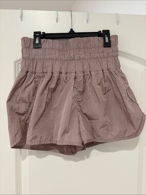 Free People High-Waist Ruched Shorts in Mauve